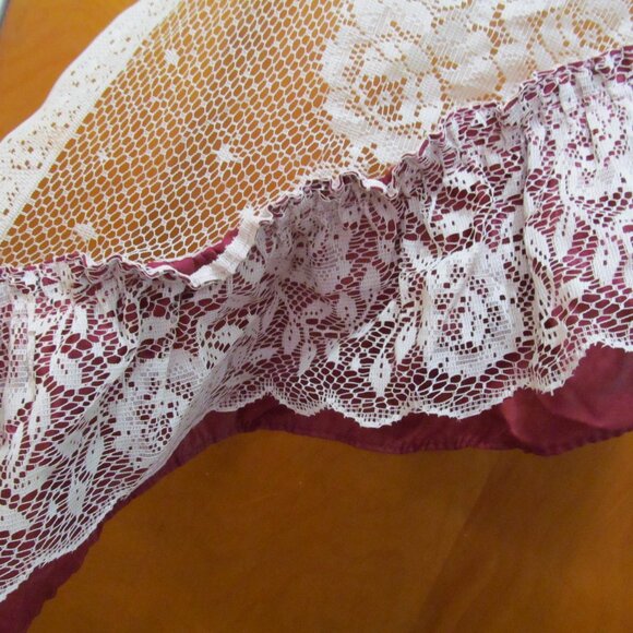 Swag Curtain Ivory Floral Lace with Burgundy 62 x 30 Beautiful! - Picture 12 of 16